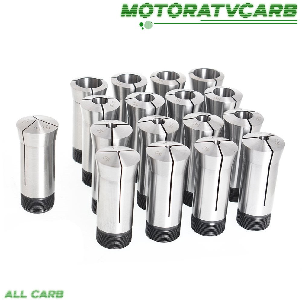 ALL-CARB 17Pcs 1/16 – 1-1/16″ 5C Round Collet Set By 16th Harden 0006″ TIR Steel