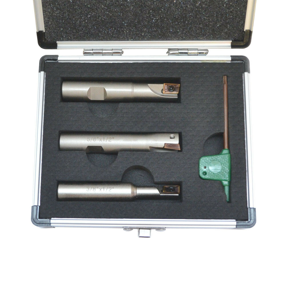 3 Pc 1/2» Shank 90 Degree Square Shoulder Indexable End Mill APKT1003 Inserts