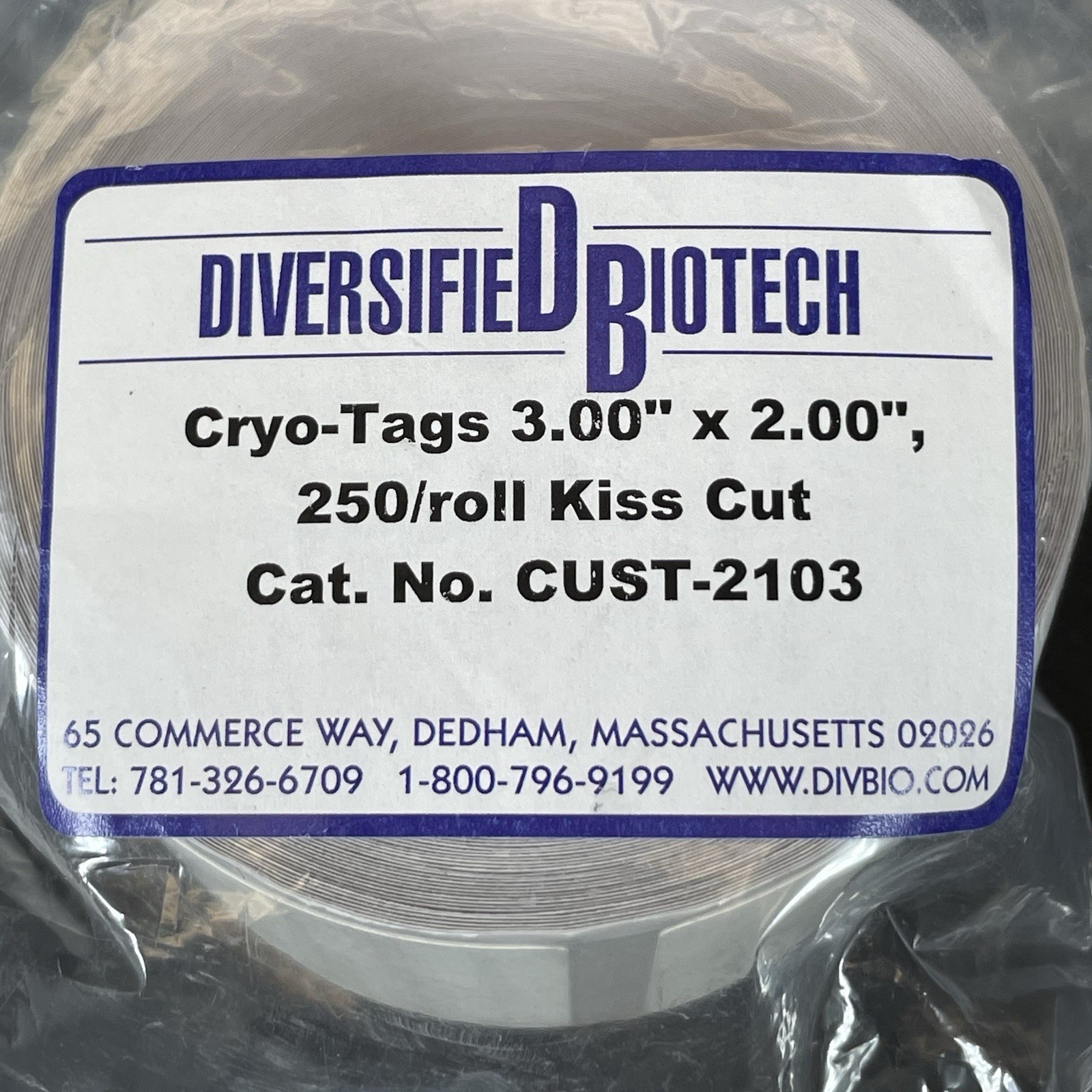 Diversified Biotech Cryo-Tags 3” x 2” CUST-2103 Lot of 3, 250 Labels Per Roll