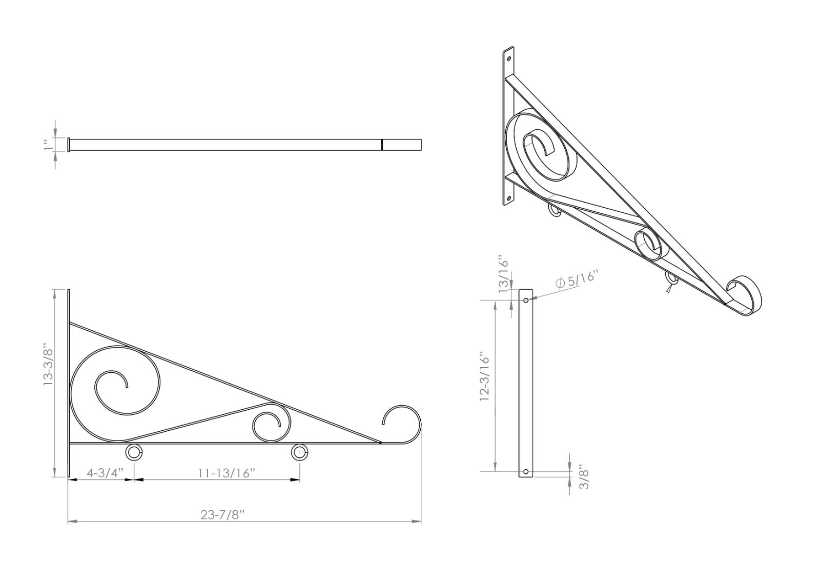 Hanging Sign Scroll Bracket – 24″