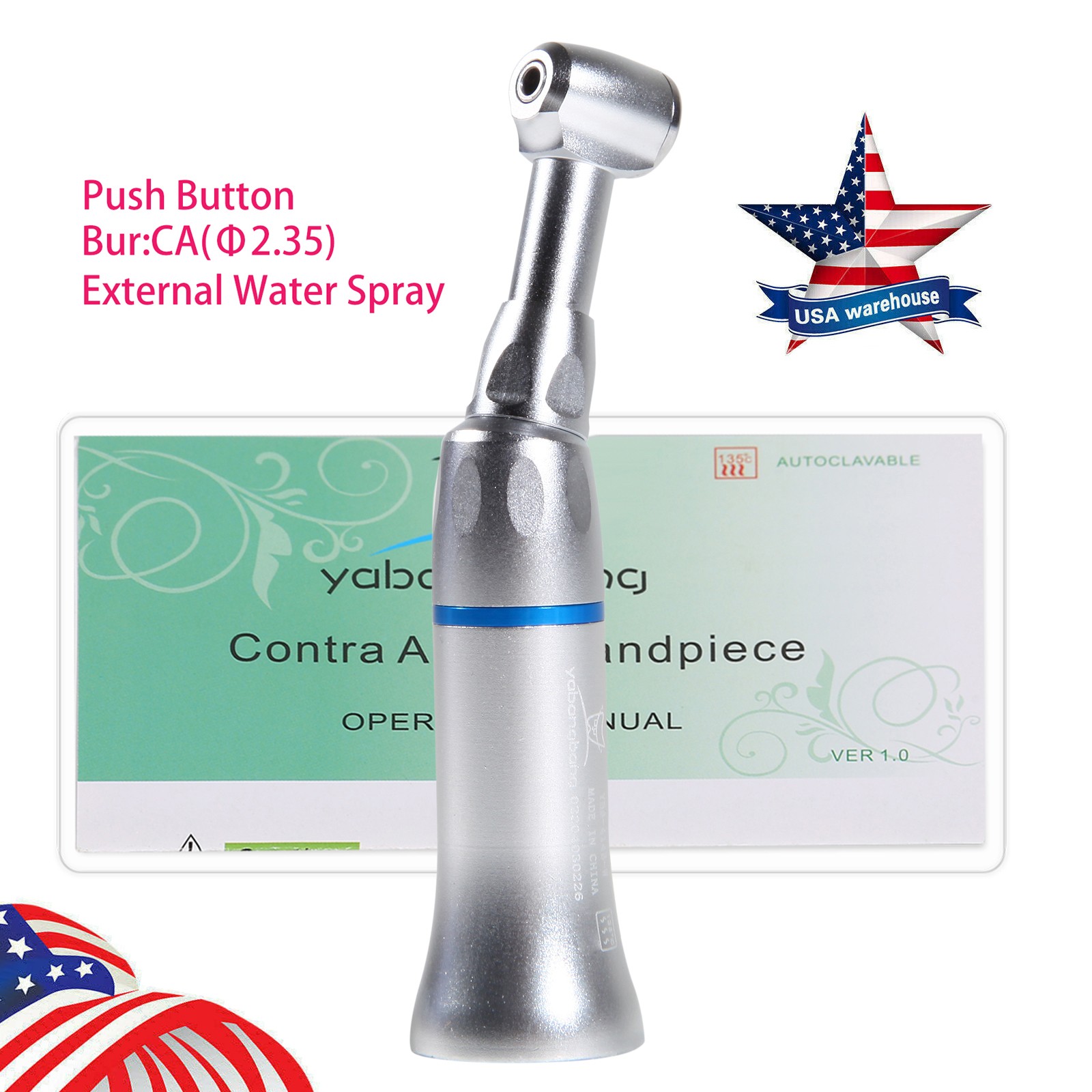 10pcs NSK Style Dental Low Slow Speed Handpiece Contra Angle Push Button E-Type