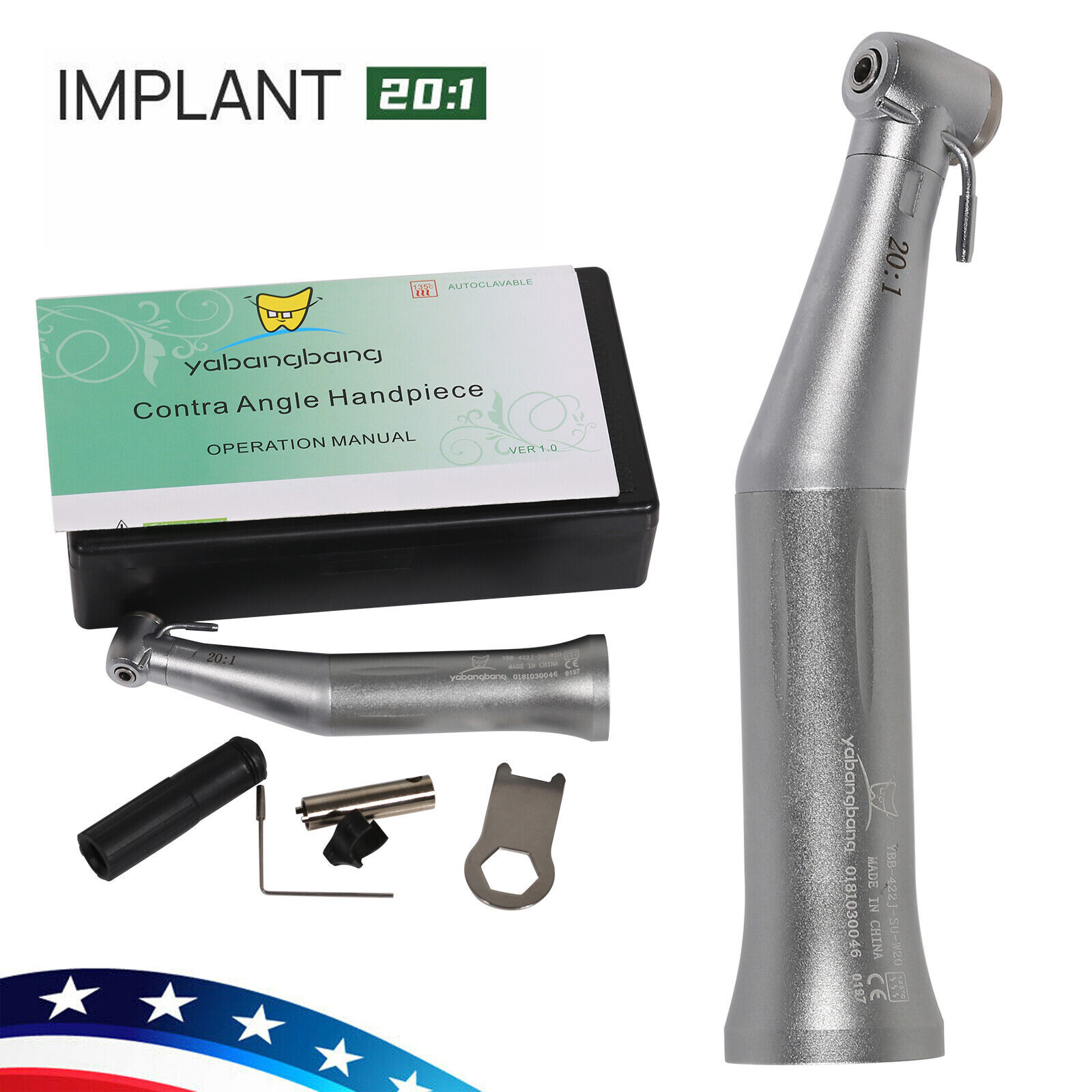 YBB Dental Implant Reduction 20:1 Low Speed Contra Angle Handpiece NSK Style