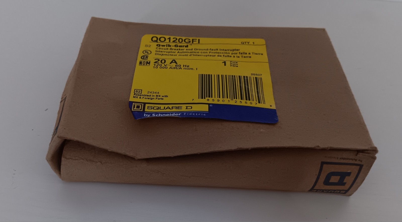 NIB – Square D – QO120GFI – Miniature Circuit Breaker, 20A, 1 Pole, 120Vac