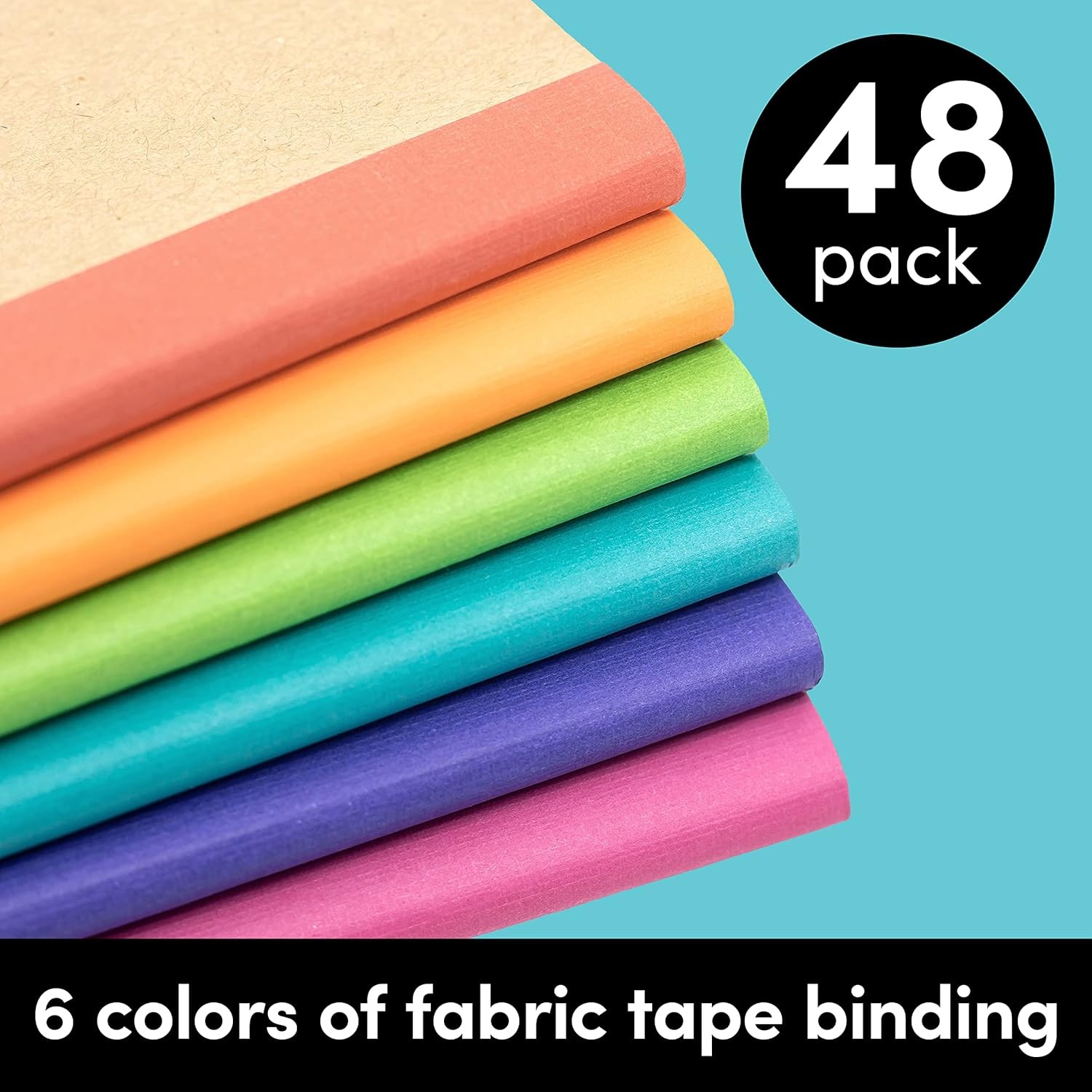 48-Pack Composition Notebook Journals, 120 Pages, Kraft Cover with Rainbow