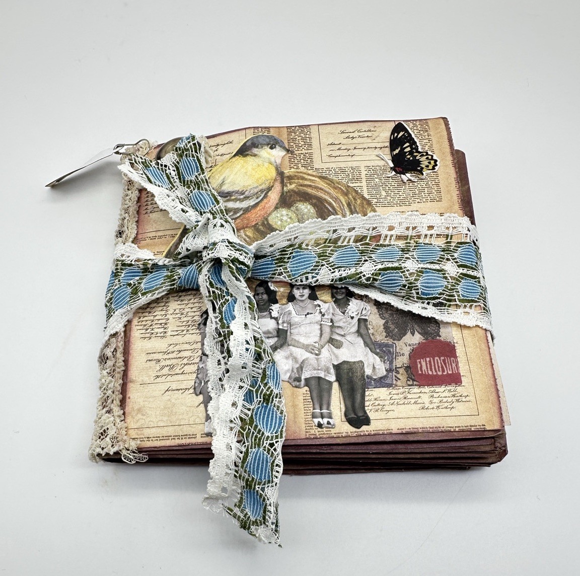 Hand Made Junk Journal Birds Nest And Butterfly Theme Coffee Dyed Paper