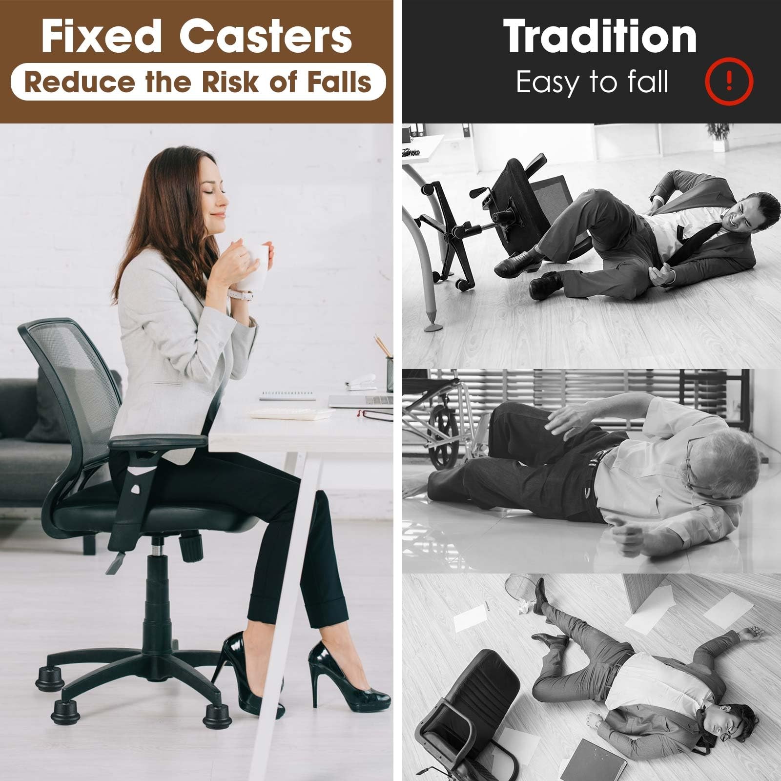 Bell Glides for Office Chair Legs Replace Wheels with Fixed Stationary Castor…