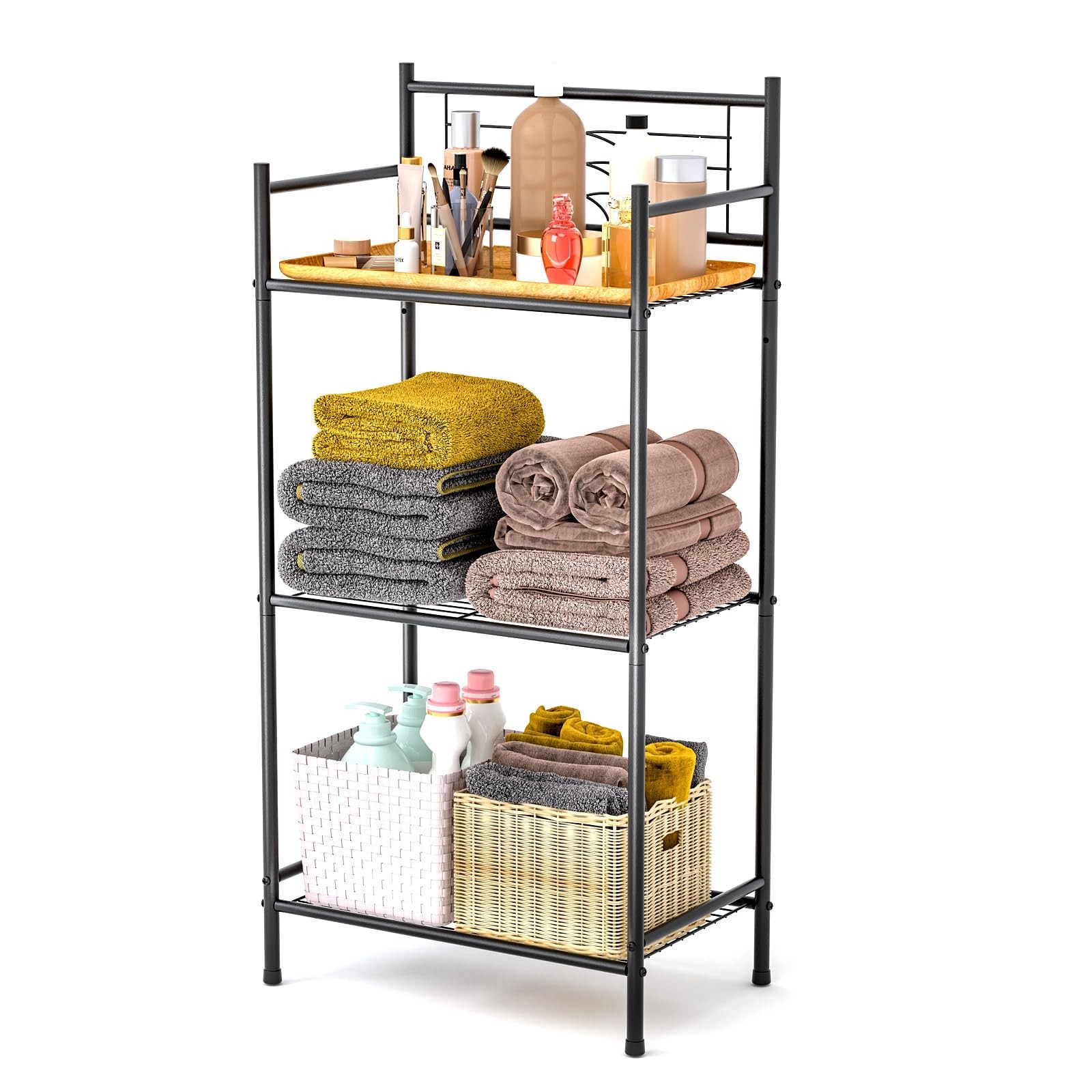 LEEDA 3-Tier Freestanding Multipurpose Storage Shelves 3 -Tier Shelves, Black