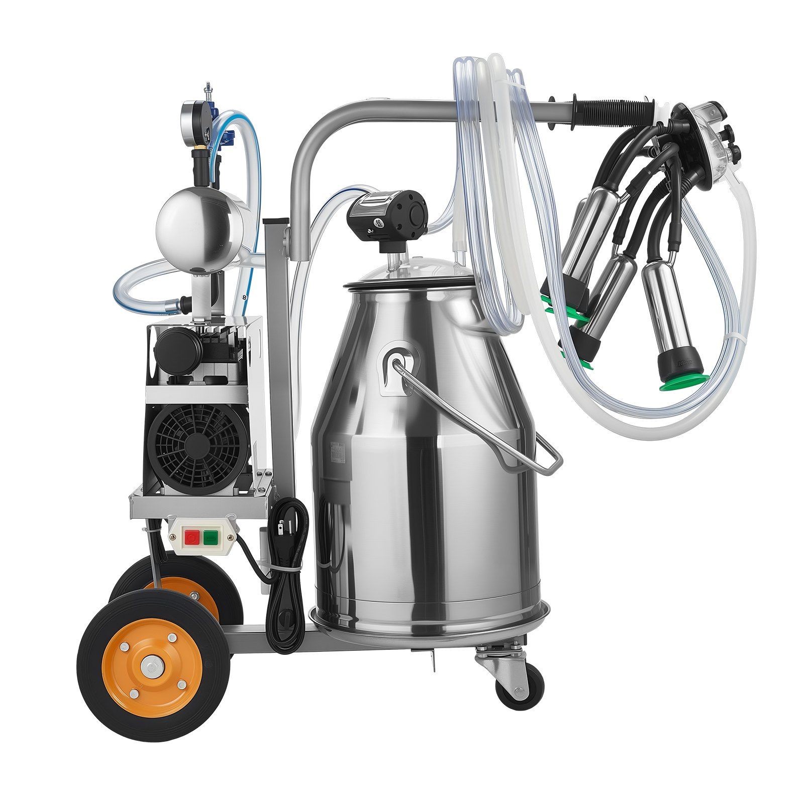Stainless Steel Cow Milker: 25L Bucket, 45-50kPa Vacuum, Pulsation, Casters