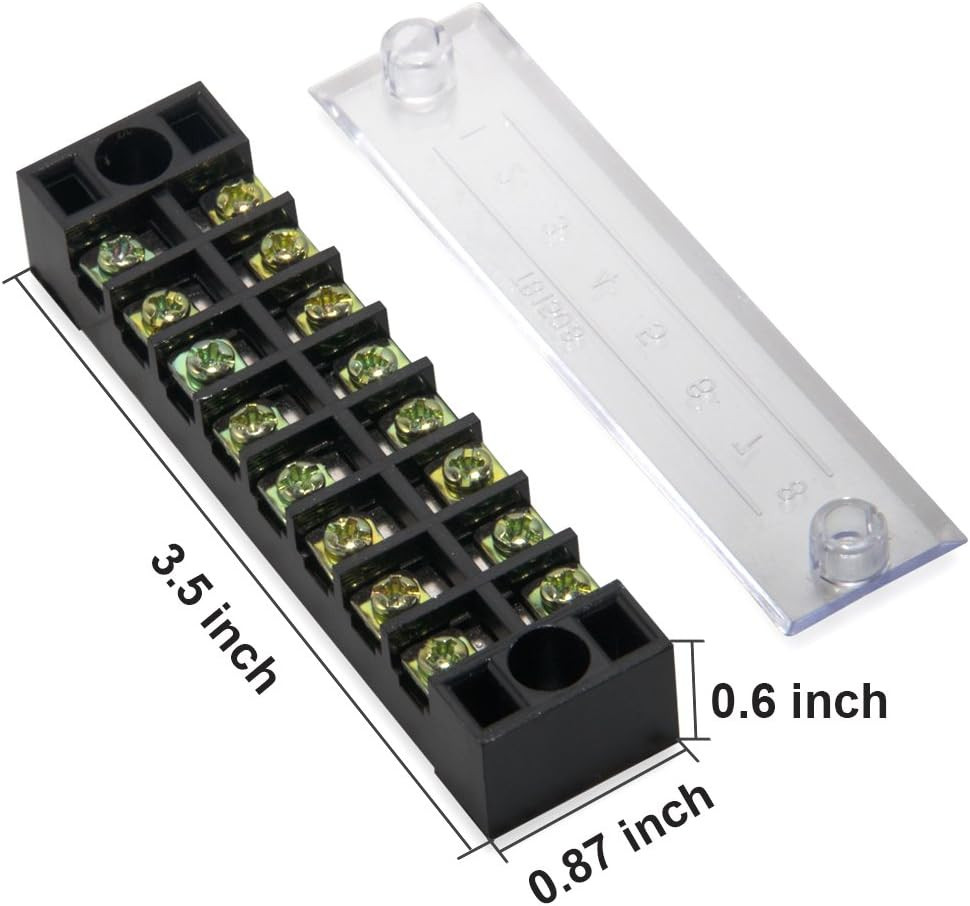 Terminal Block and Strip – 12Pcs 8 Positions Dual Row 600V 15A Screw Terminal