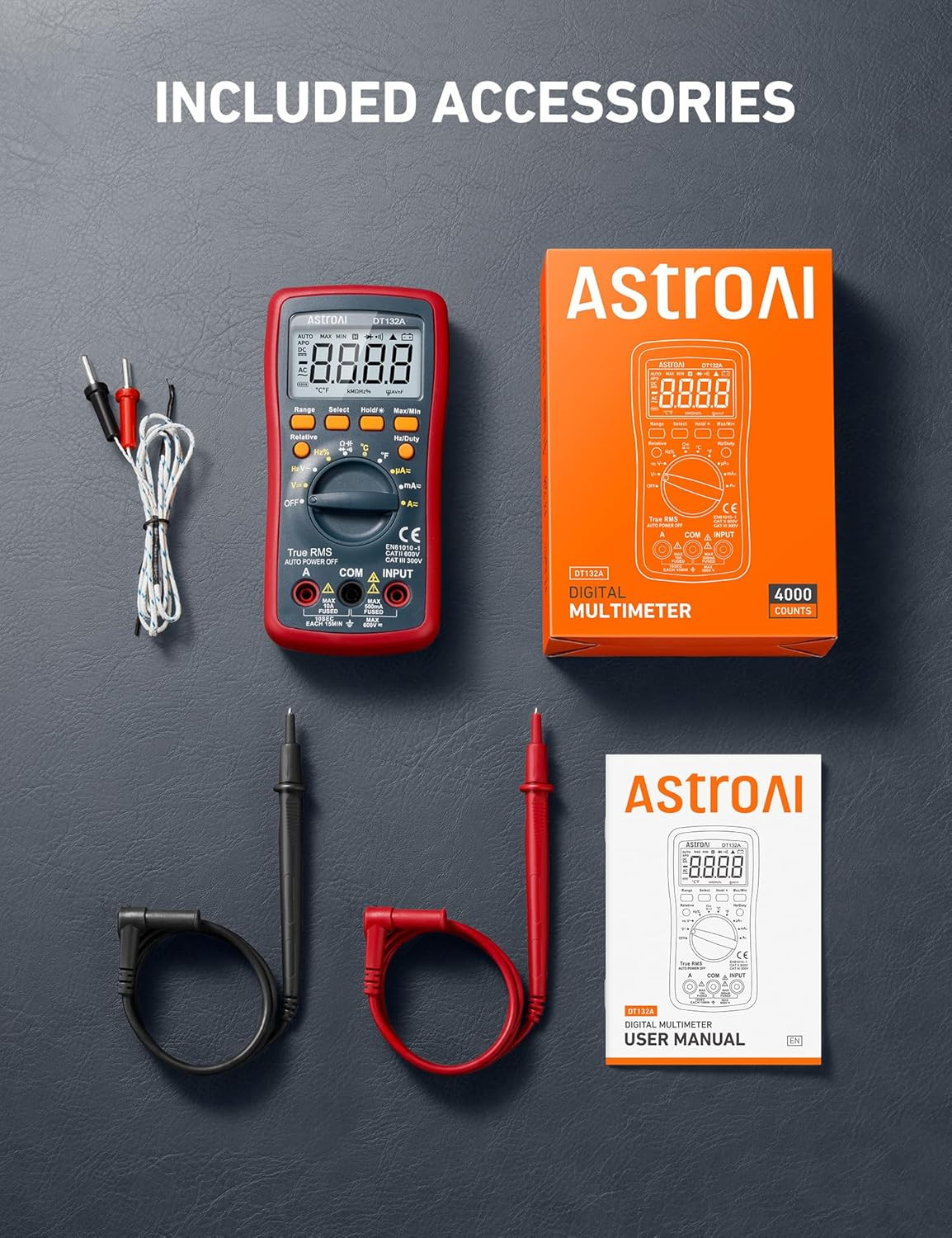Astroai Digital Multimeter, TRMS 4000 Counts Volt Meter (Manual and Auto Ranging