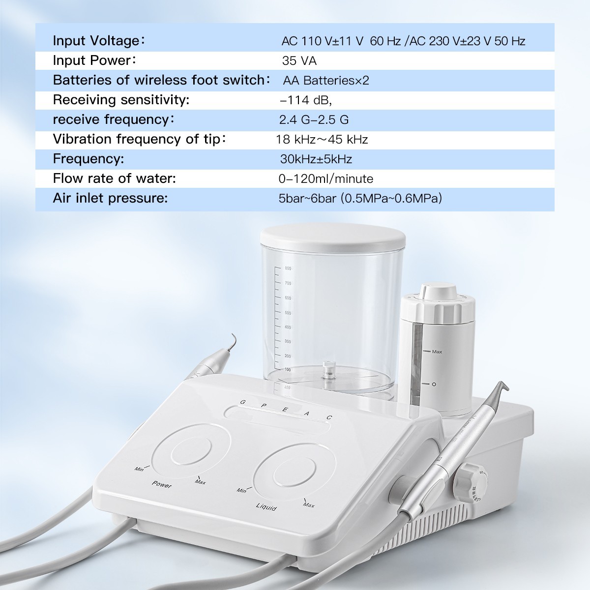 Ultrasonic Scaler Wireless Foot Switch 30kHz Smart Touch Panel for Periodontal