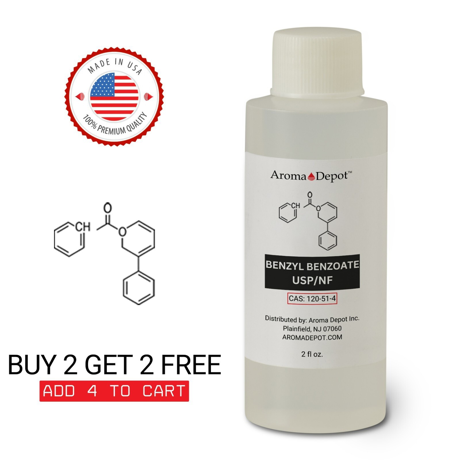 Benzyl Benzoate 2 oz. USP/NF Wholesale Cas: 120-51-4 Bulk for Aroma, Cosmetics