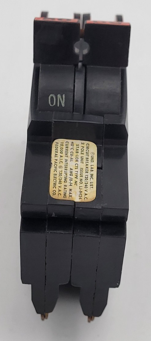 FPE NC0250 50 A 2-Pole Stab-Lok 120/240V Federal Pacific Circuit Breaker USED