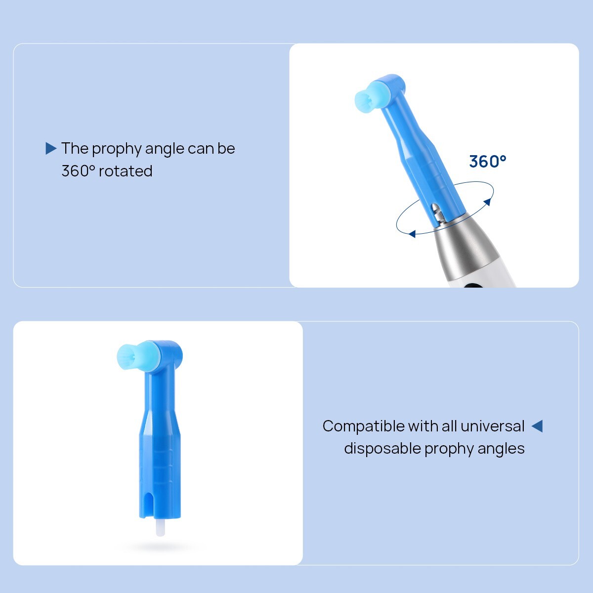 Cordless AZ Dental Electric Hygiene Prophy Handpiece 360° Swivel+2 Prophy Angles