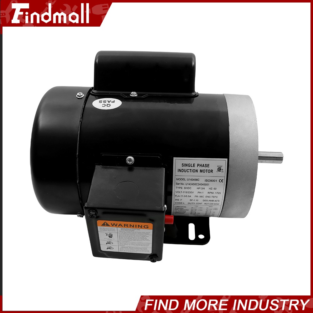 3/4 HP Electric Motor Single Phase 1725rpm 5/8» shaft 115V/230V 56C Frame