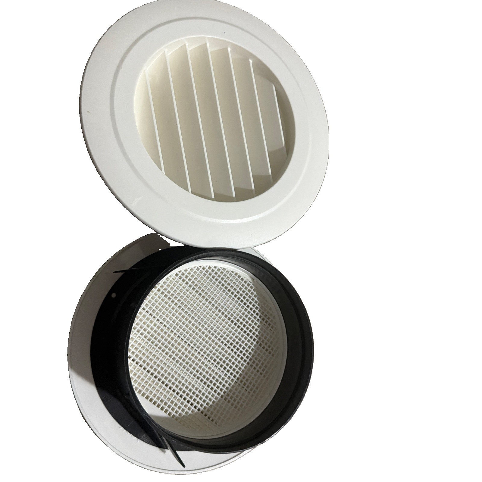 Hon&Guan 6 Inch Soffit Vent Cover Round ABS Louver with Screen Mesh (2-Pack)