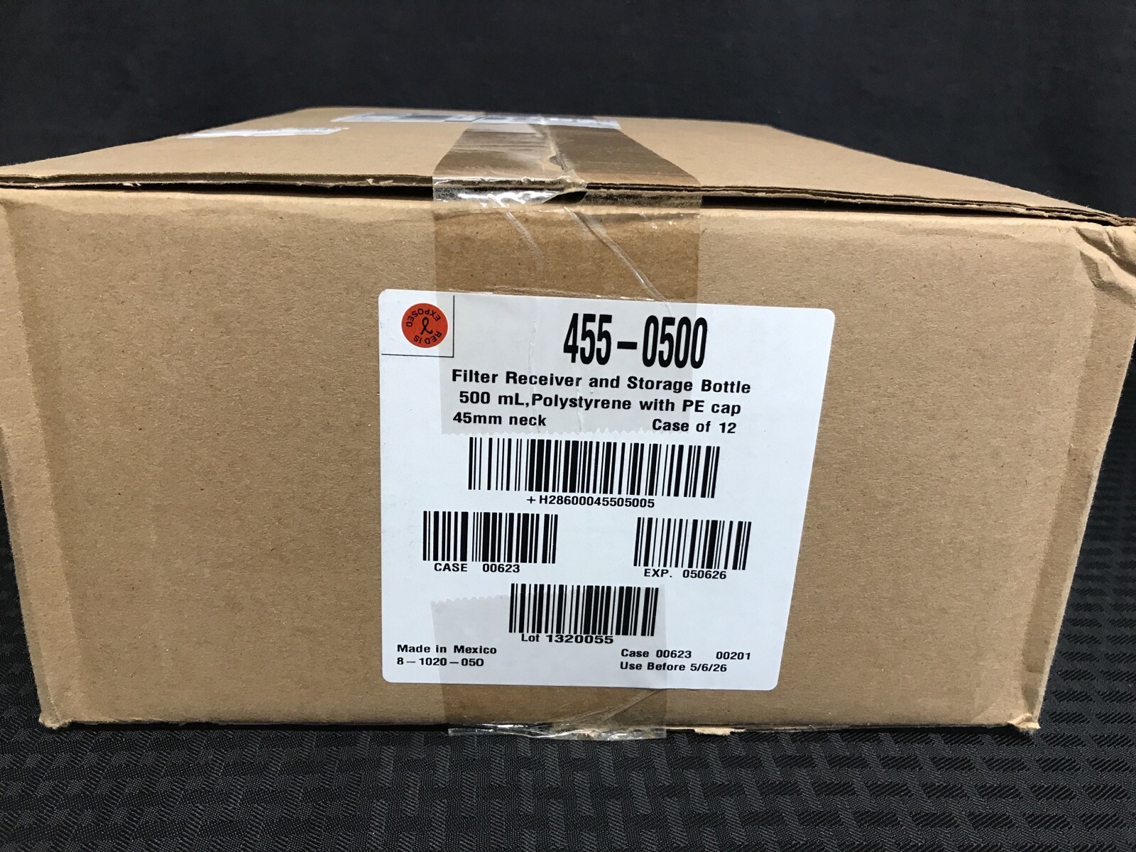 (12/Pk) THERMO 500mL PS Rapid-Flow Receiver Storage Bottle 45mm Cap 455-0500