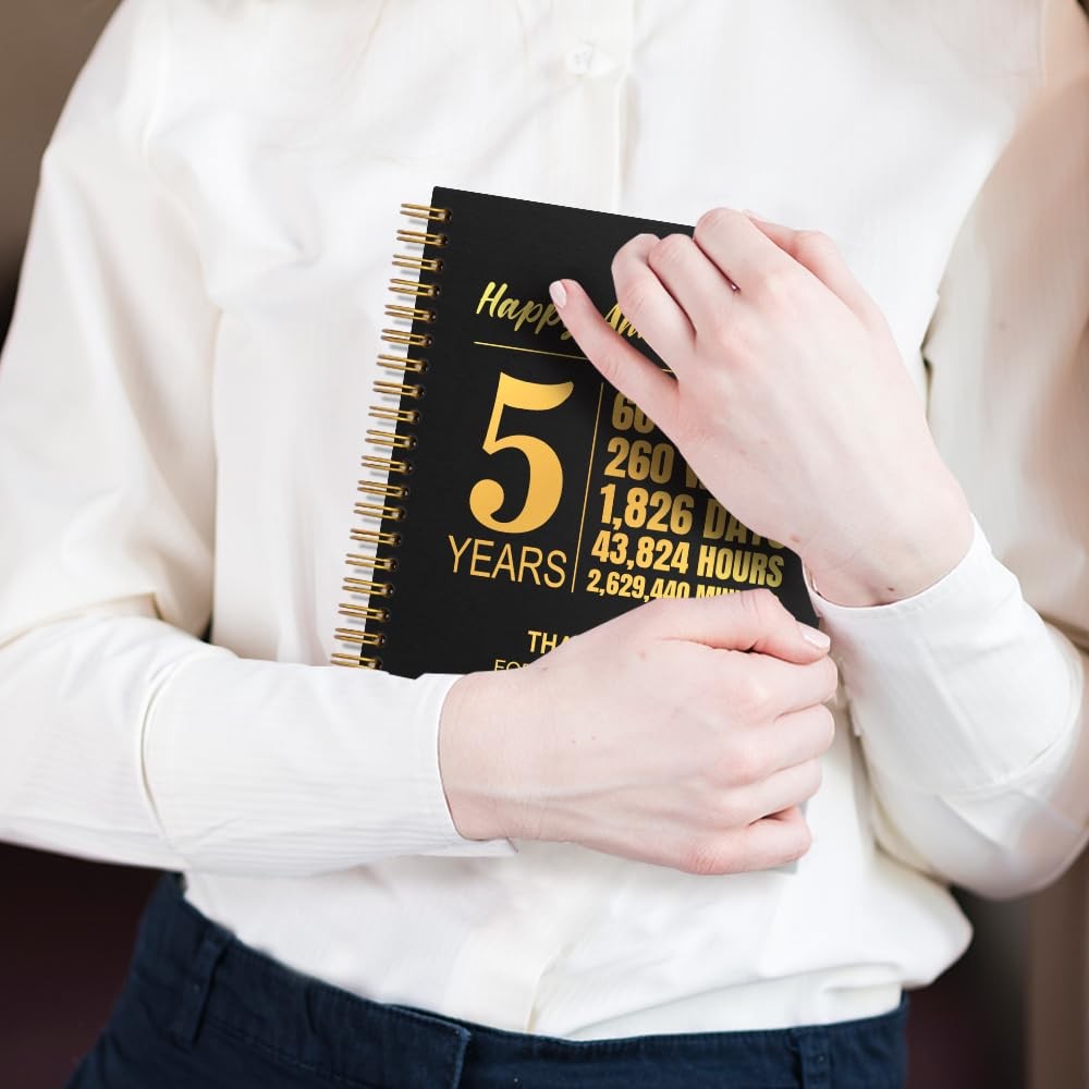 Happy Anniversary 5 Years 80 Sheets 160 Pages Funny Spiral Notebook, 5 Years …