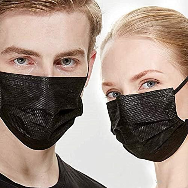 100Pcs Mascarillas Desechables Negras Cubierta De Mascarilla De Seguridad De…