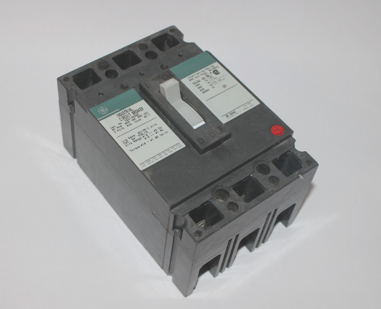 *NEW* GE TED136060 60A 3 Pole 600V Thermal Magnetic Molded Case Circuit Breaker