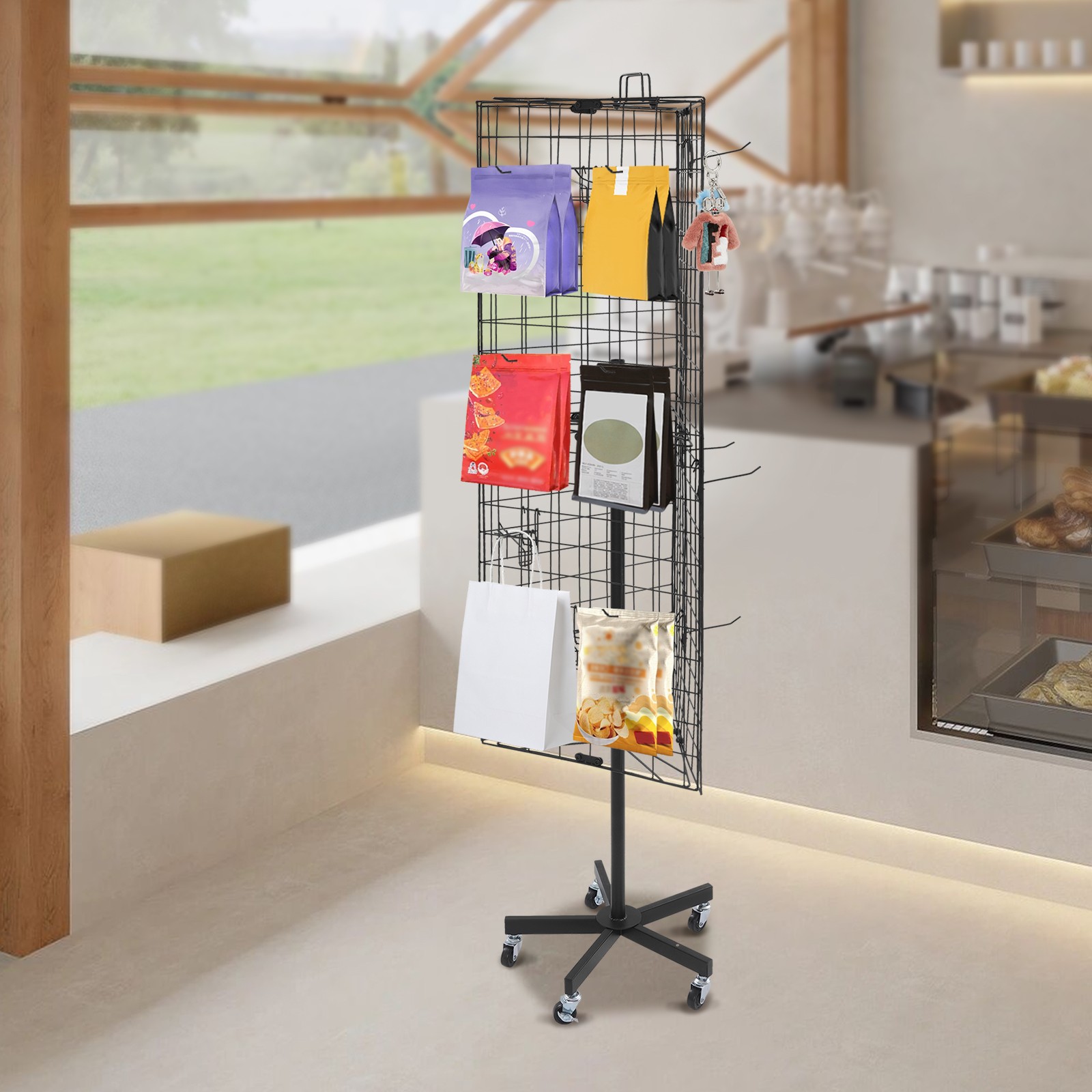 Triangular Grid Panel Display Stand Floor Standing Gridwall Display Stand