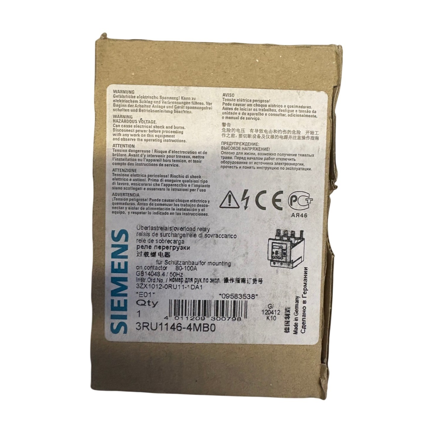 Siemens 3RU1146-4MB0 80-100A Thermal Overload Relay SIRIUS Class 10