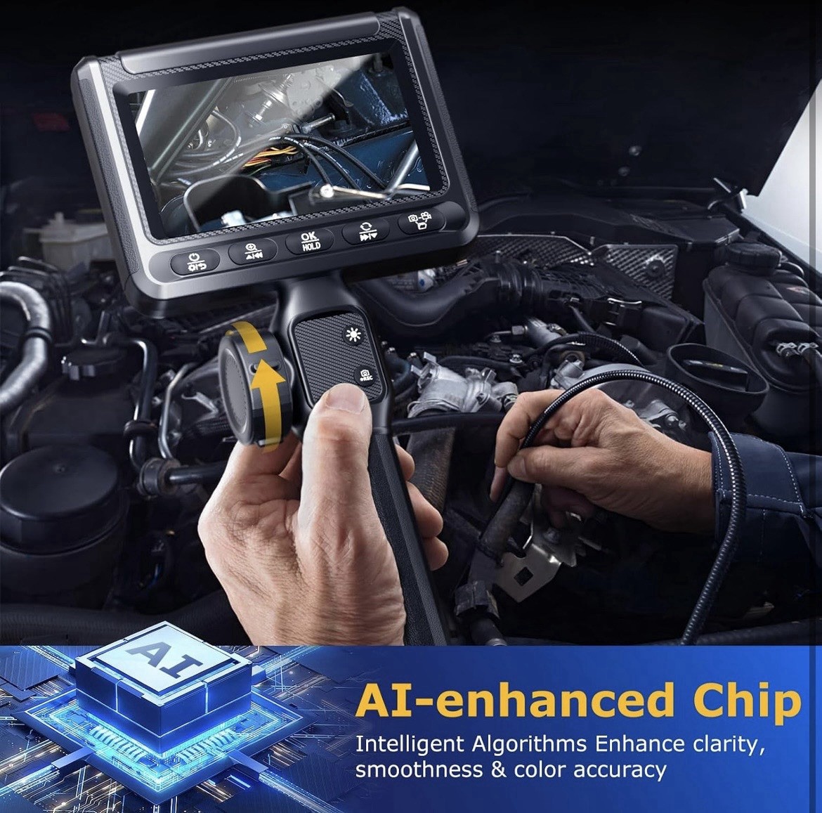4.3in IPS LCD Digital Inspection Camera 1080P Waterproof Semi-Rigid + LEDs
