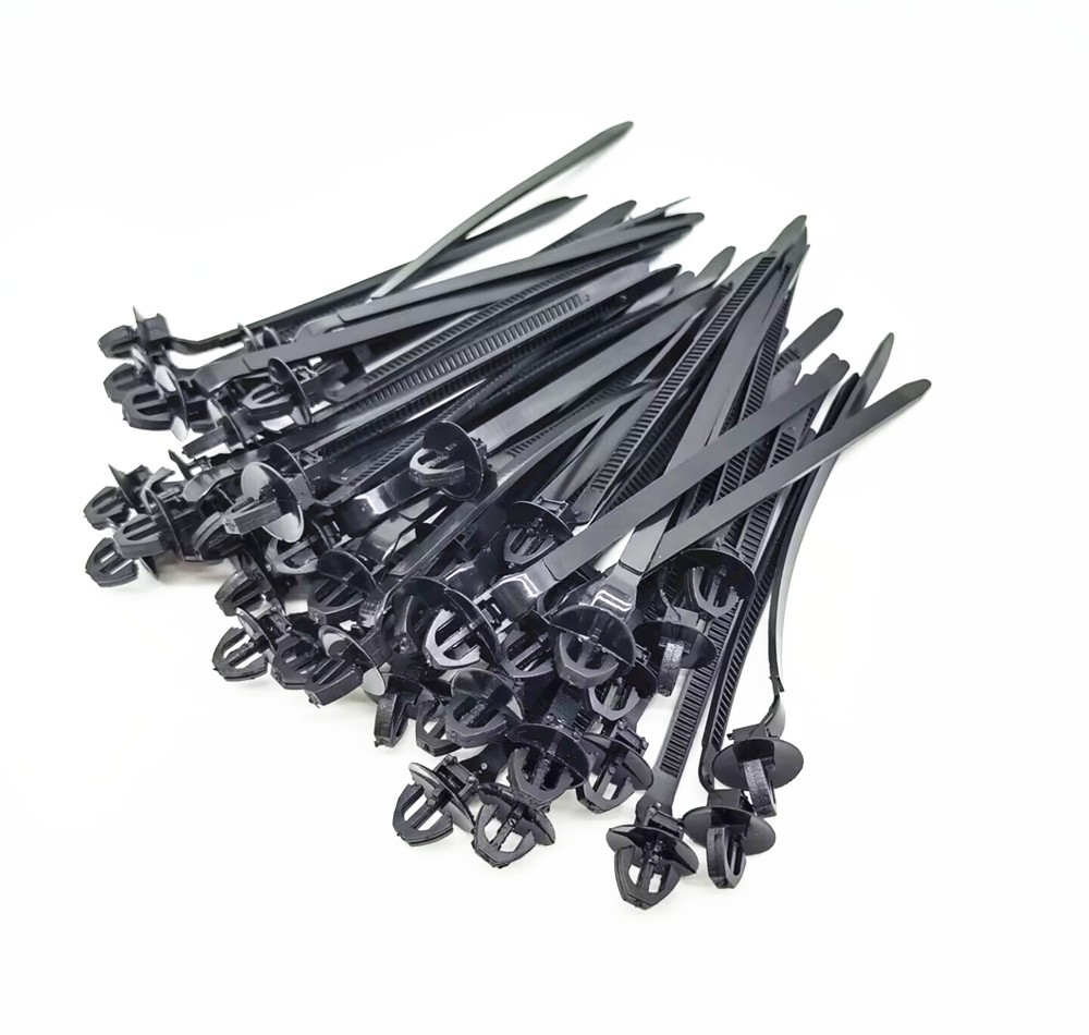 50PCS Nylon Cable Tie Fastener Clips Car Loom Hose Clamp Fastening Zip Strap Kit