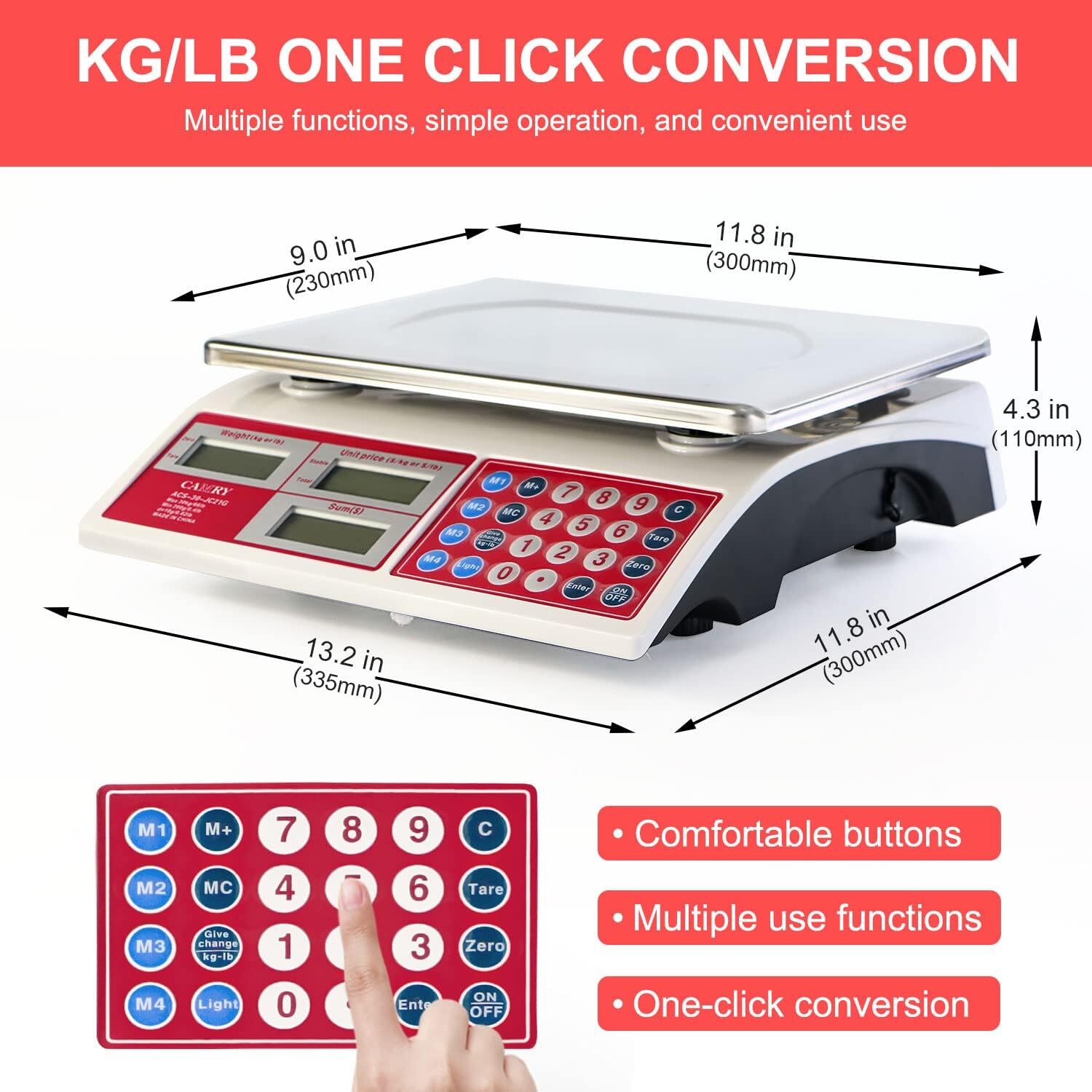 66Lb Digital Price Computing Scale Batteries Included High Precision Weighing