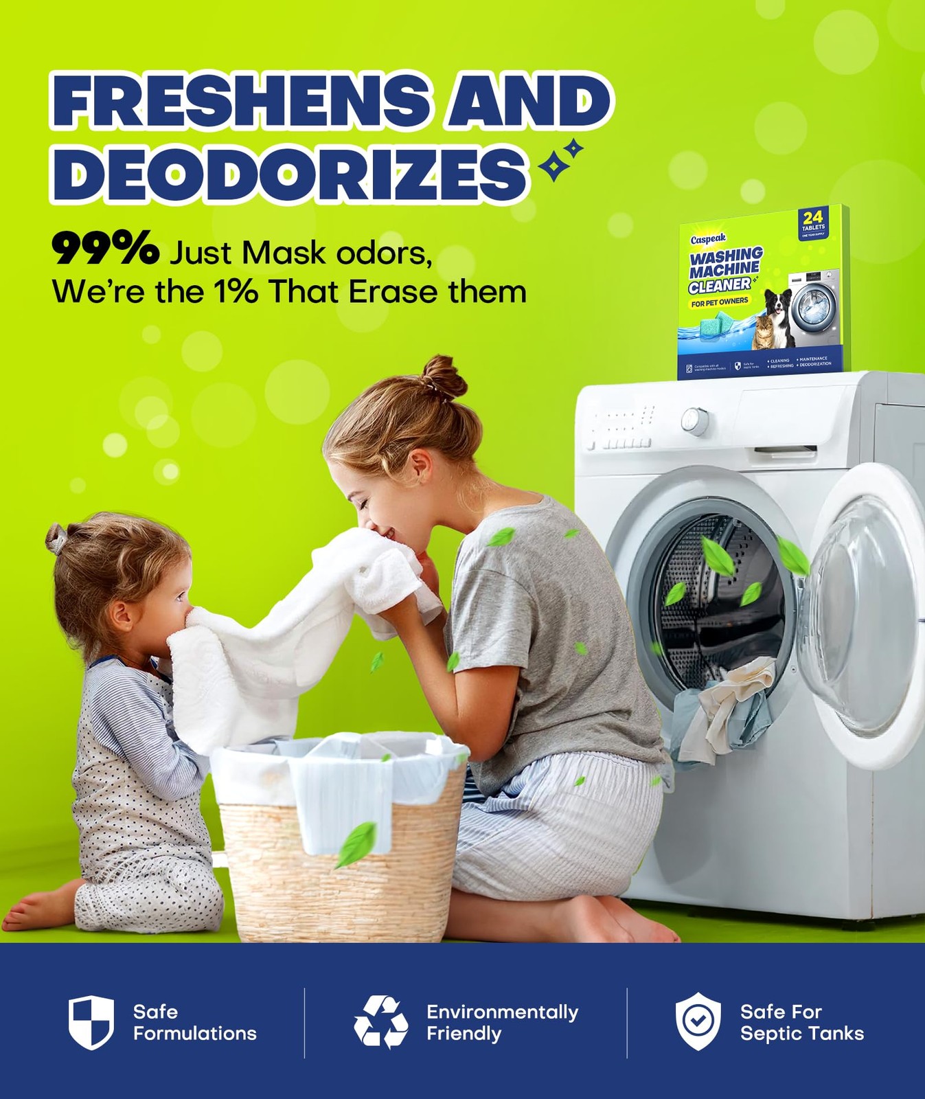 2X Power Deep Cleaning Washing Machine Cleaner Tablets No More Odor & Pet Fur…