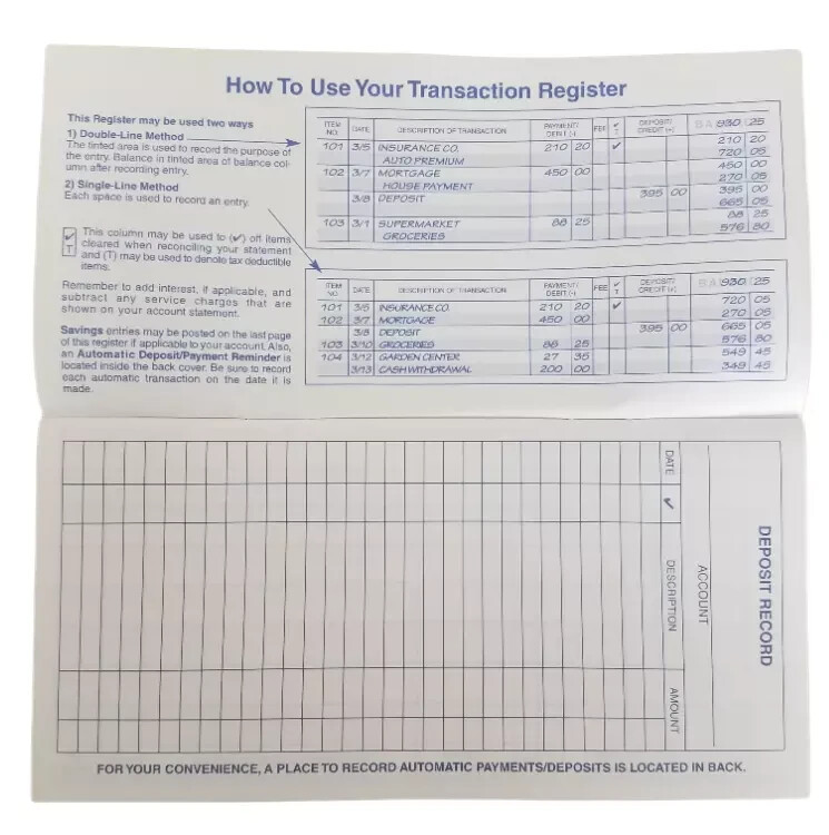 Checkbook Transaction Registers 2023 2024 2025 Calendar Check Book Register