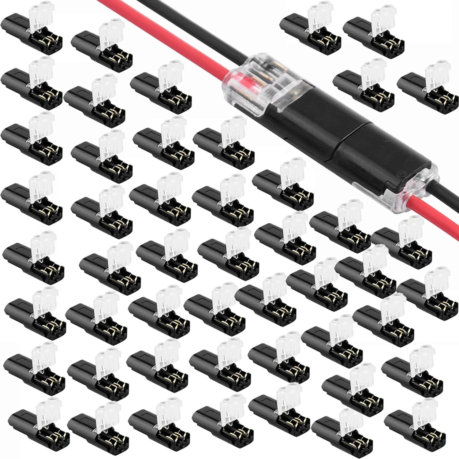 50 PCS Double-Wire Plug-in Cable Snap Connector Terminal Block w/ Locking Buckle
