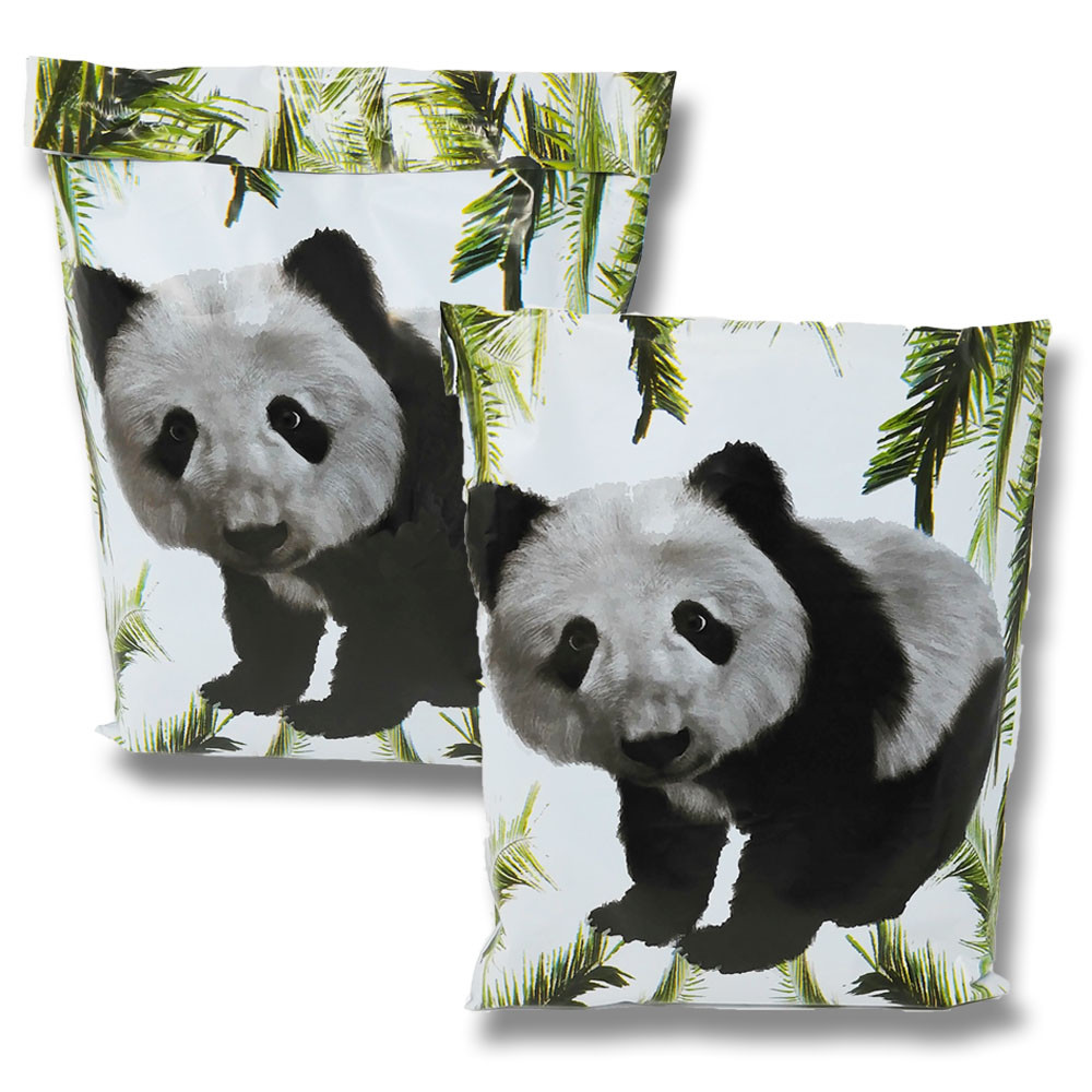 10×13 Panda Bear Poly Mailers, Black and White Self Seal Shipping Mailing Bags