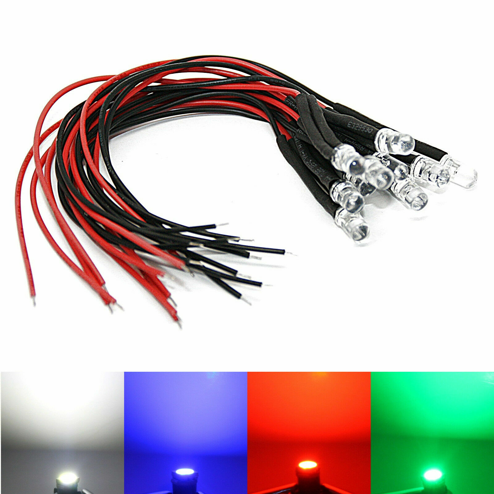 12 Volt LED with Resistor Warm White Red Warm White Model Making Cable 5050 3528