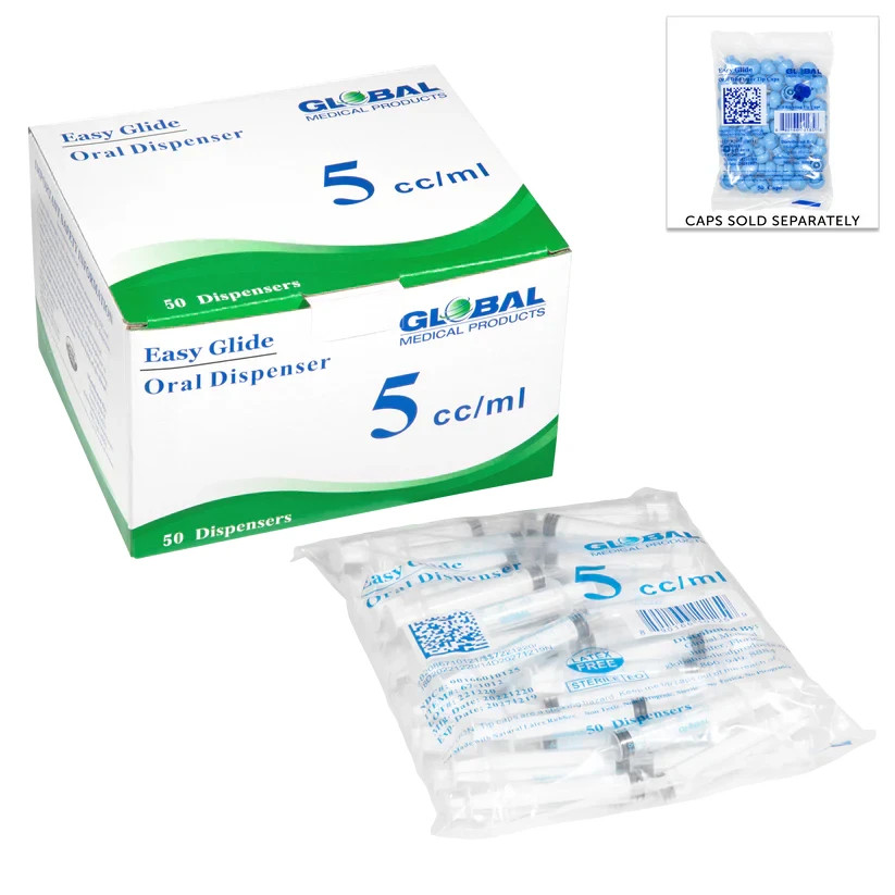 Global Medical Products – 5cc ORAL Syringe – QTY 50 – Sterile – NO TIP CAPS