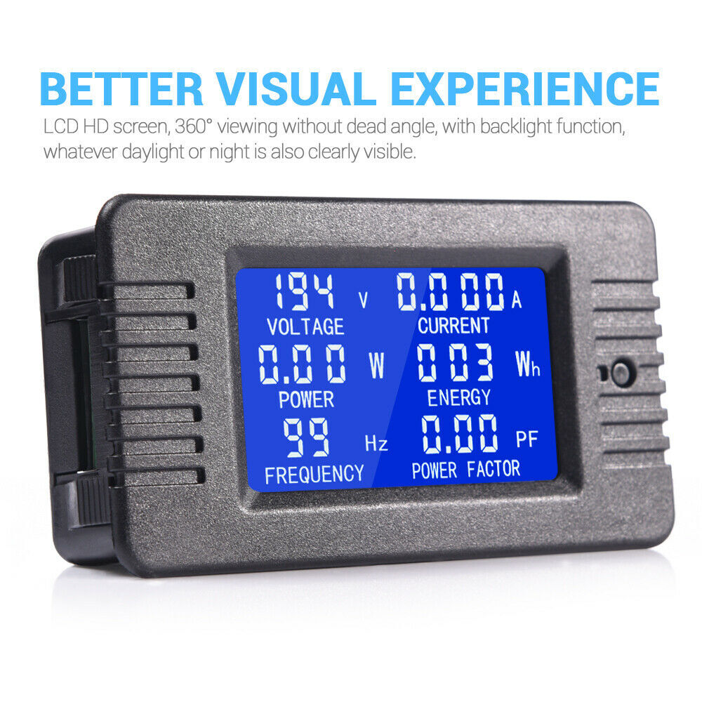 80-260V 100A AC Voltmeter & Ammeter with LCD Display Power/Battery Monitor Panel