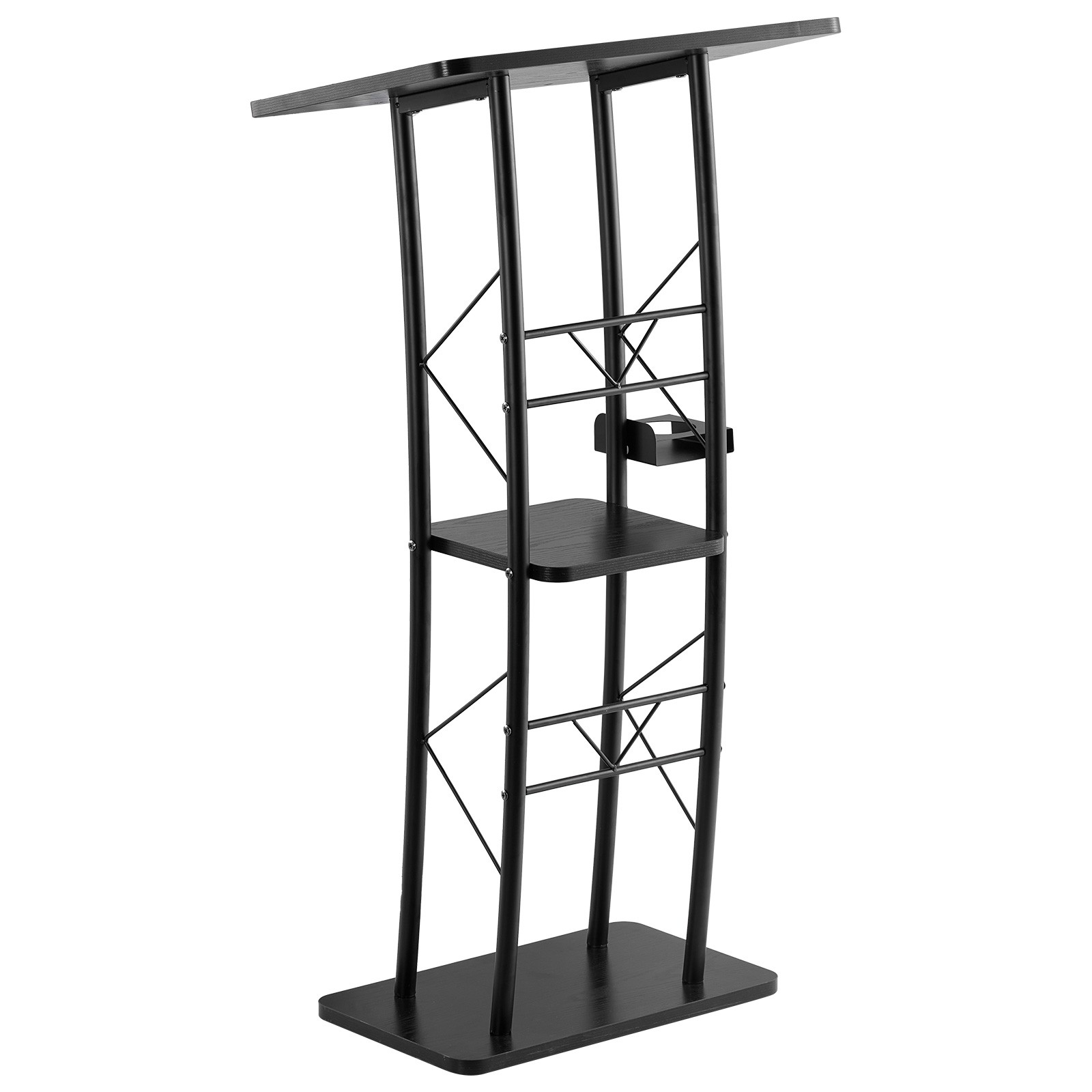 Podium Stand Metal/Acrylic/Wooden Lectern Storage Shelf Classroom Wedding Speech