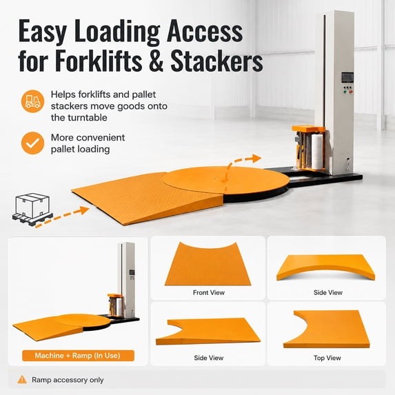 4400LBS Stretch Wrapper Machine W/ Ramp 2 Ton Loading Ramp 55.1″ x 59.1″ x 3.1″