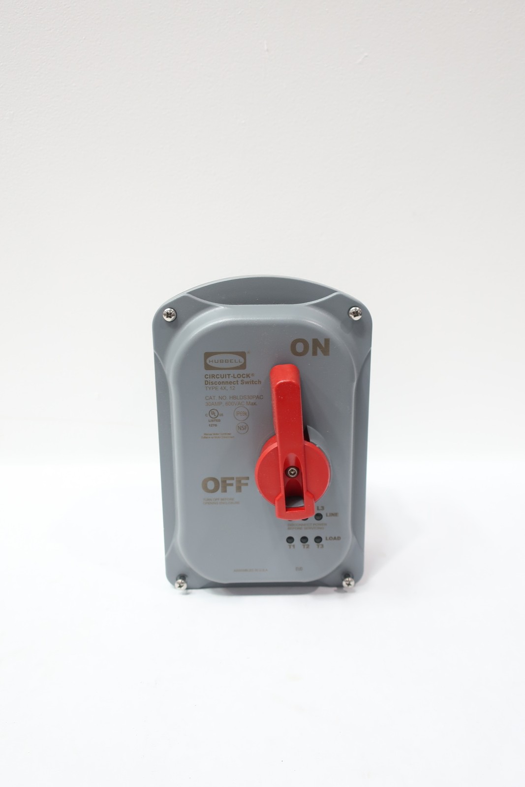 Hubbell HBLDS30PAC Circuit-lock Disconnect Switch 30a Amp 600v-ac