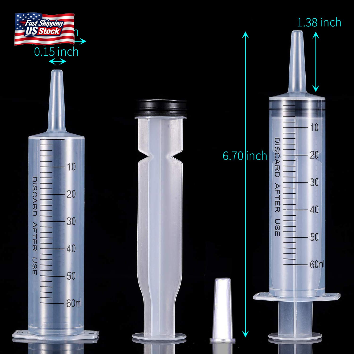 4 Pack Large Syringes for Liquid, 20Ml & 60Ml Plastic Syringe for Measuring, Lip