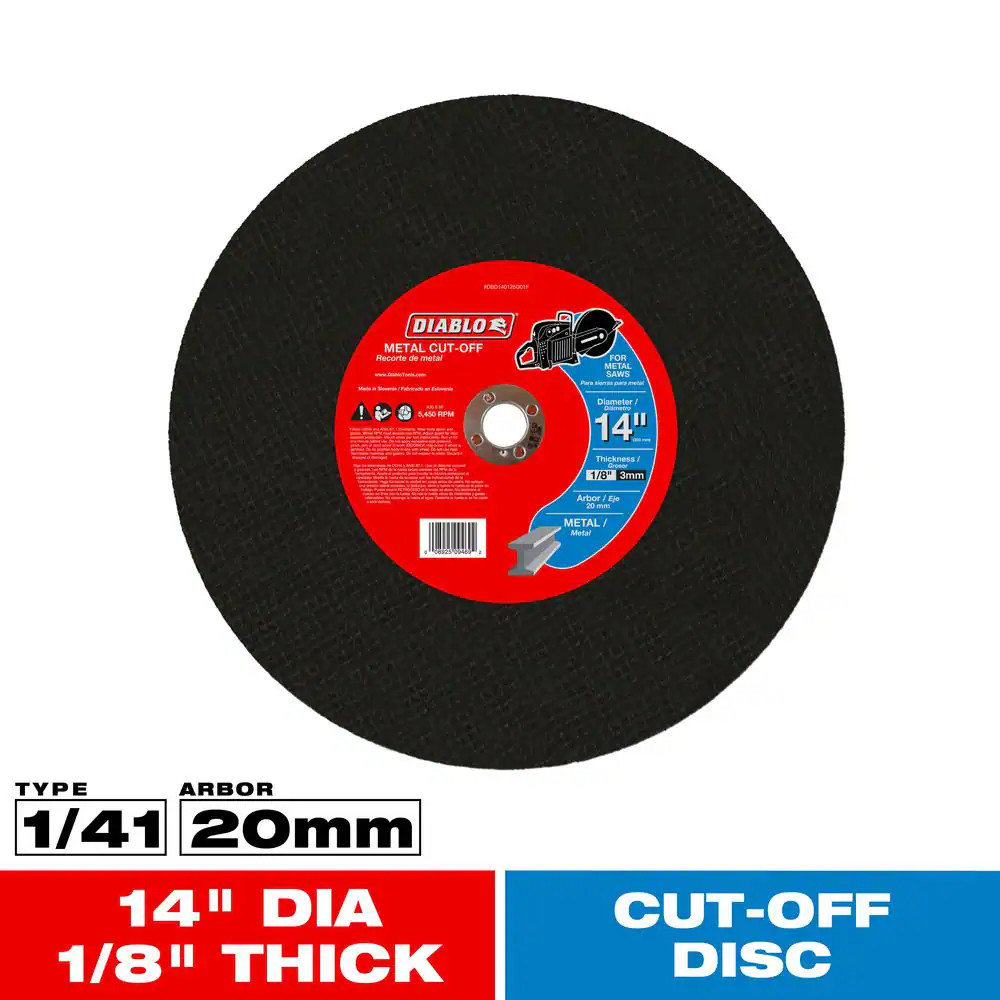 14 In. X 1/8 In. X 20 Mm Metal High Speed Cut-Off Disc