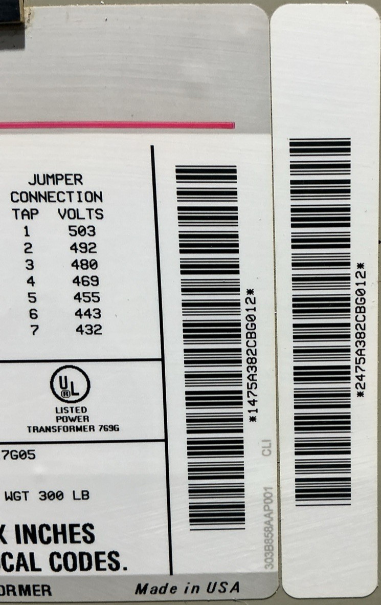 GE 30kVA 480V Transformer 3PH 60HZ 208Y/120V 9T23B3872 🟦