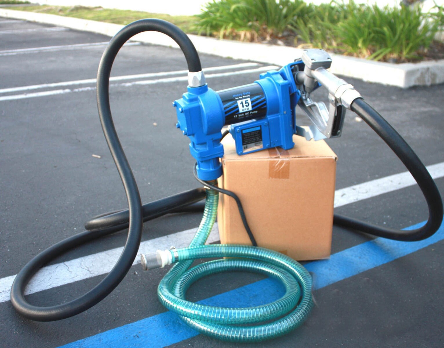 12 Volt DC 15GPM Gasoline Fuel Transfer Pump Kit Petrol Diesel Kerosene w/Nozzle