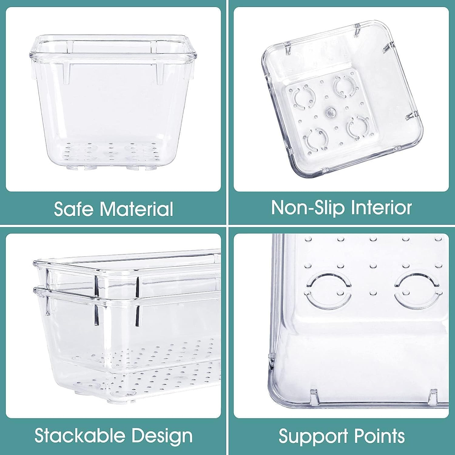 25 PCS Clear Plastic Drawer Organizer Set, 4 Sizes Desk Drawer Divider Organizer