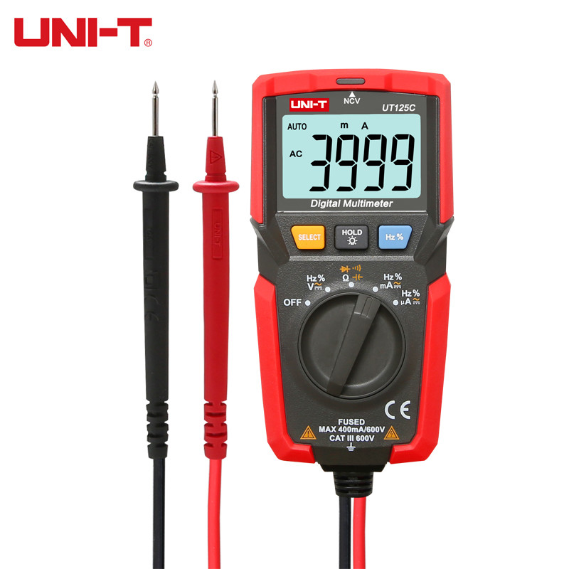 UNI-T Pocket Multimeter Digital NCV AC DC Voltmeter Ammeter Ohm Cap Test UT125C