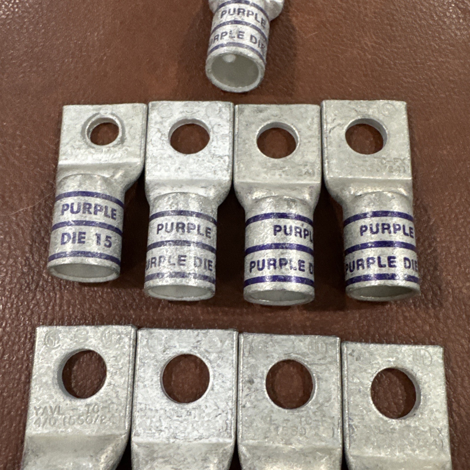 13 Burndy YAVL-TC-FX Purple DIE 15 Compression Lug 1/2 HOLE WITH INSP WINDOW/4/0