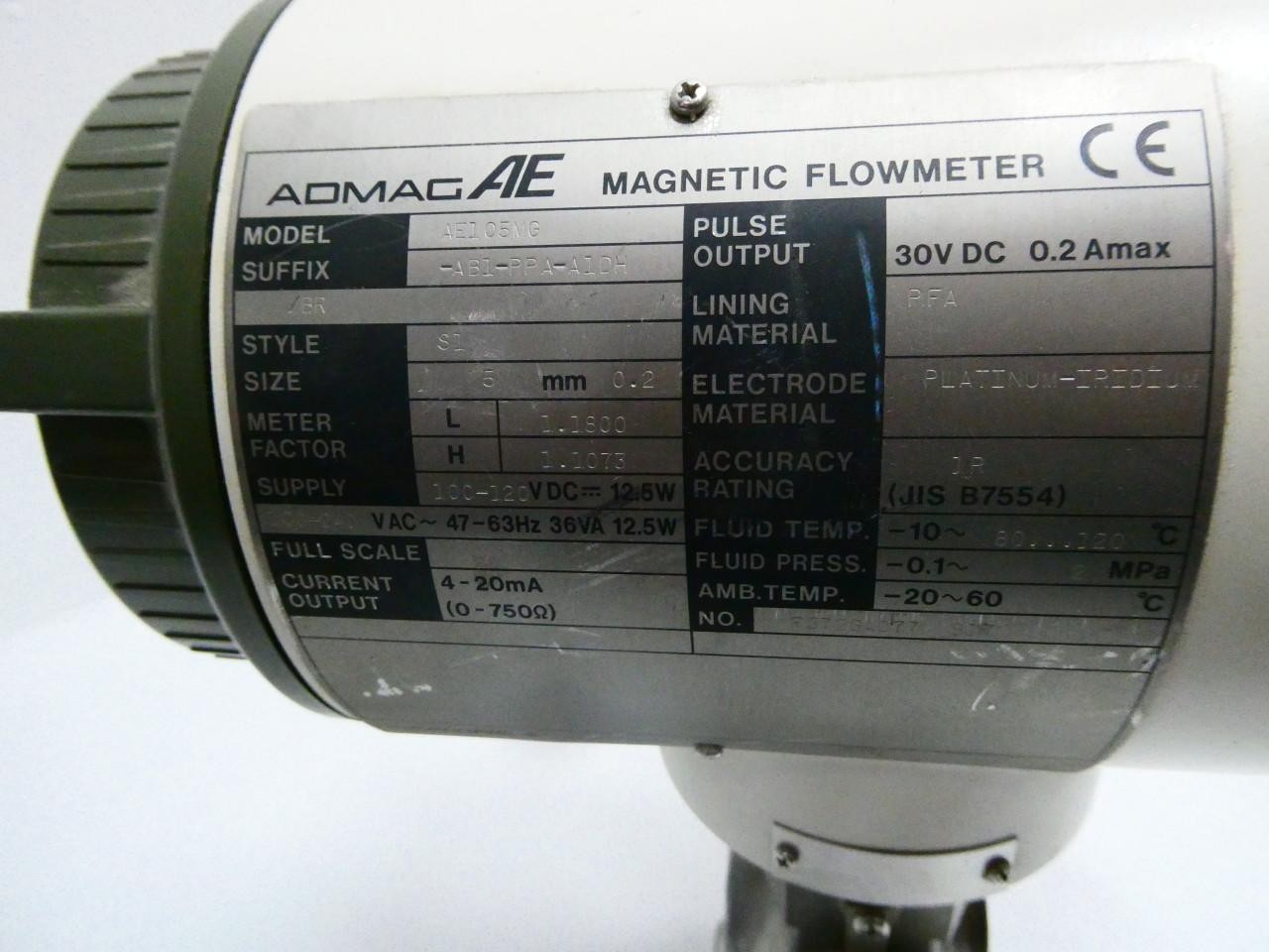 Yokogawa AE105MG-AB1-PPA-A1DH/BR Magnetic Flow Meter 5mm 100-240v-ac 100-120v-dc