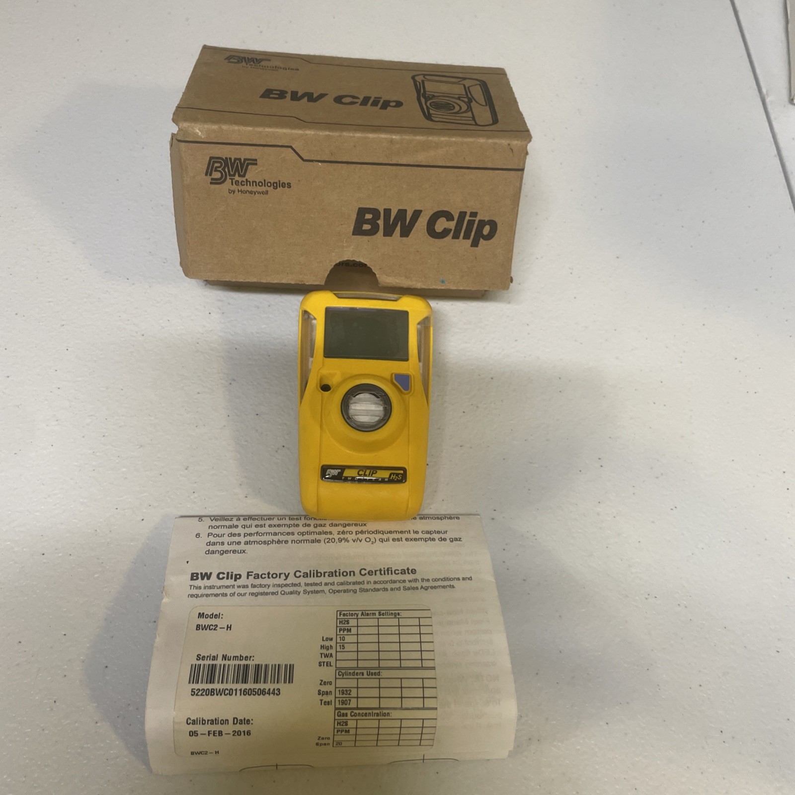 BW Technologies Corded Electric BWC2-H BW Clip Single Gas Monitor H2S