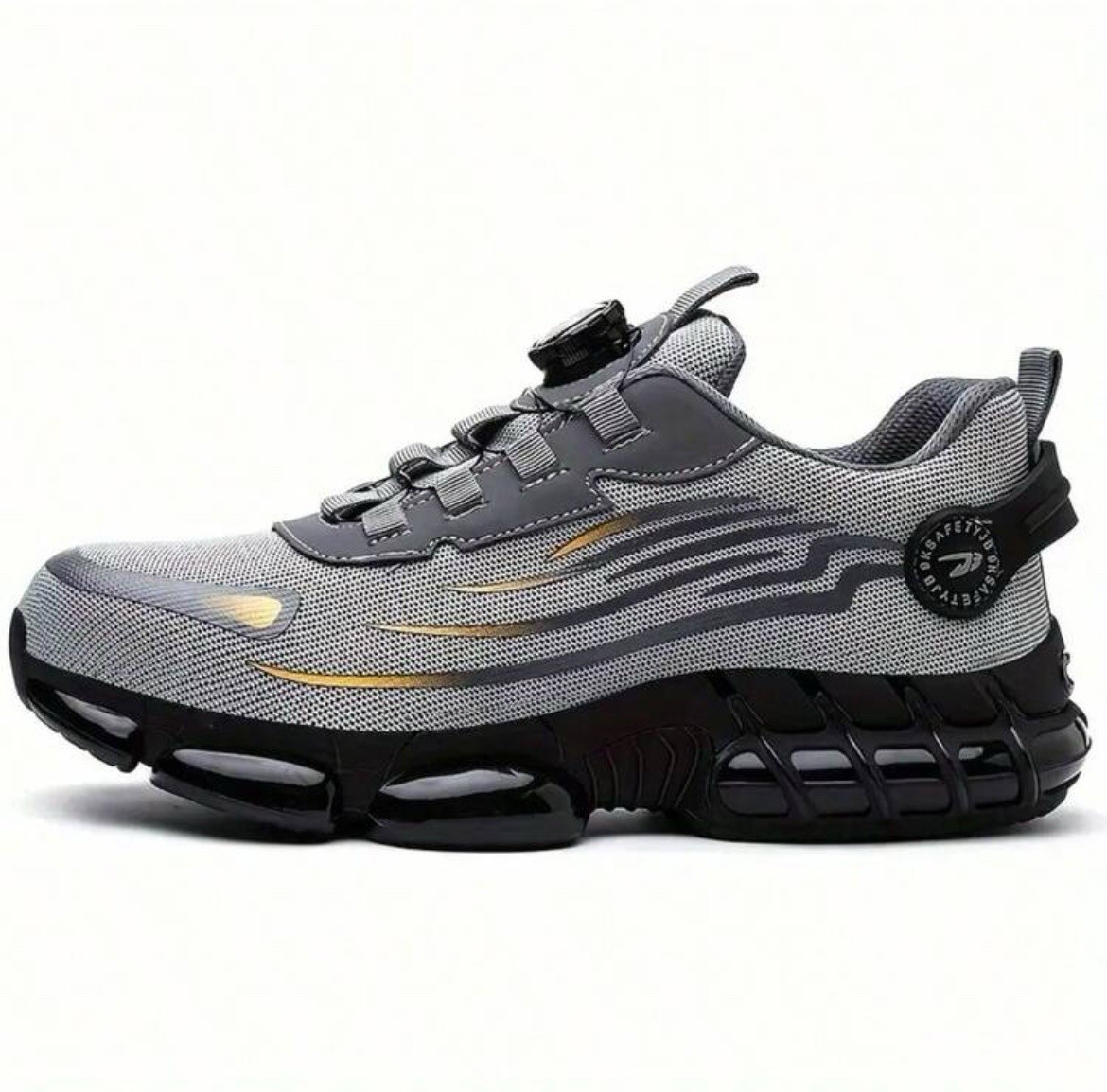 RUNRUILIN Anti-Slip Puncture Proof Steel Midsole Safety Work Shoes Gray/Black