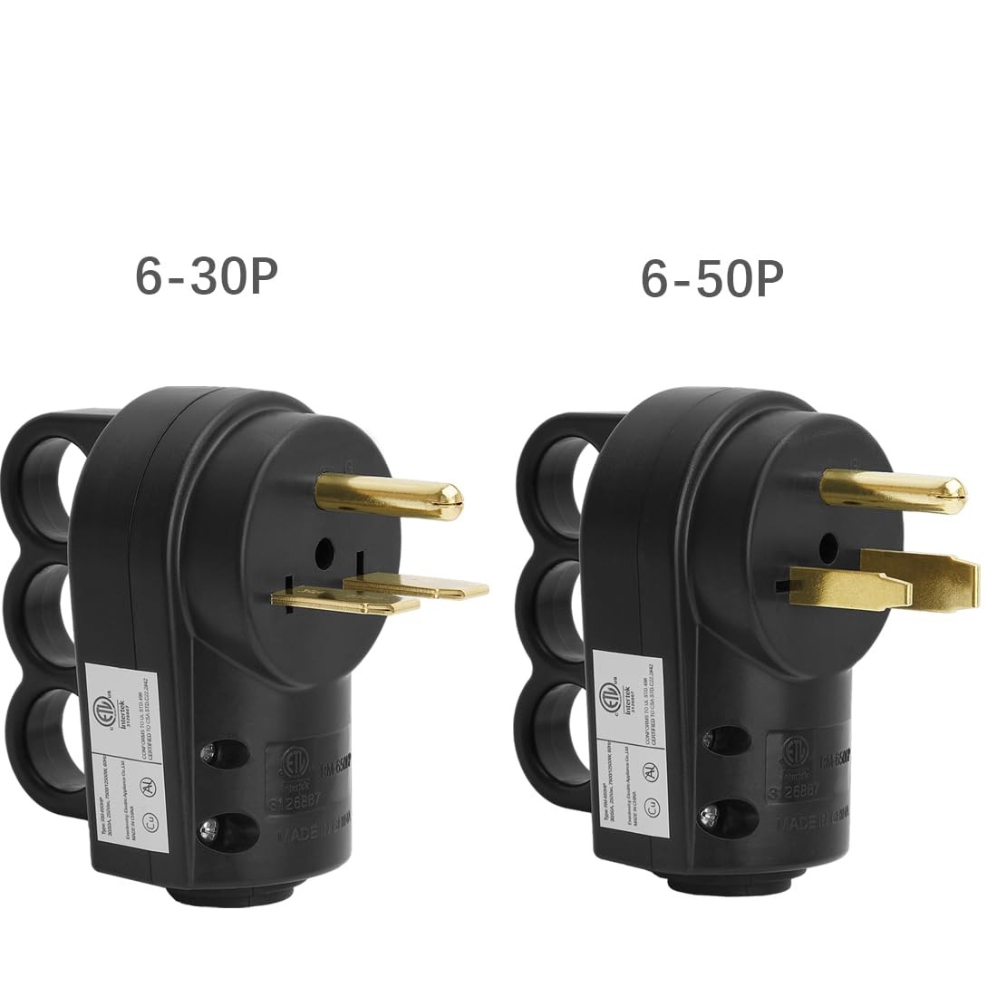 2-in-1 Nema 6-50P/6-30P Welder Plug, ETL Listed, 30A/50A 250V, Black, 3-Prong…